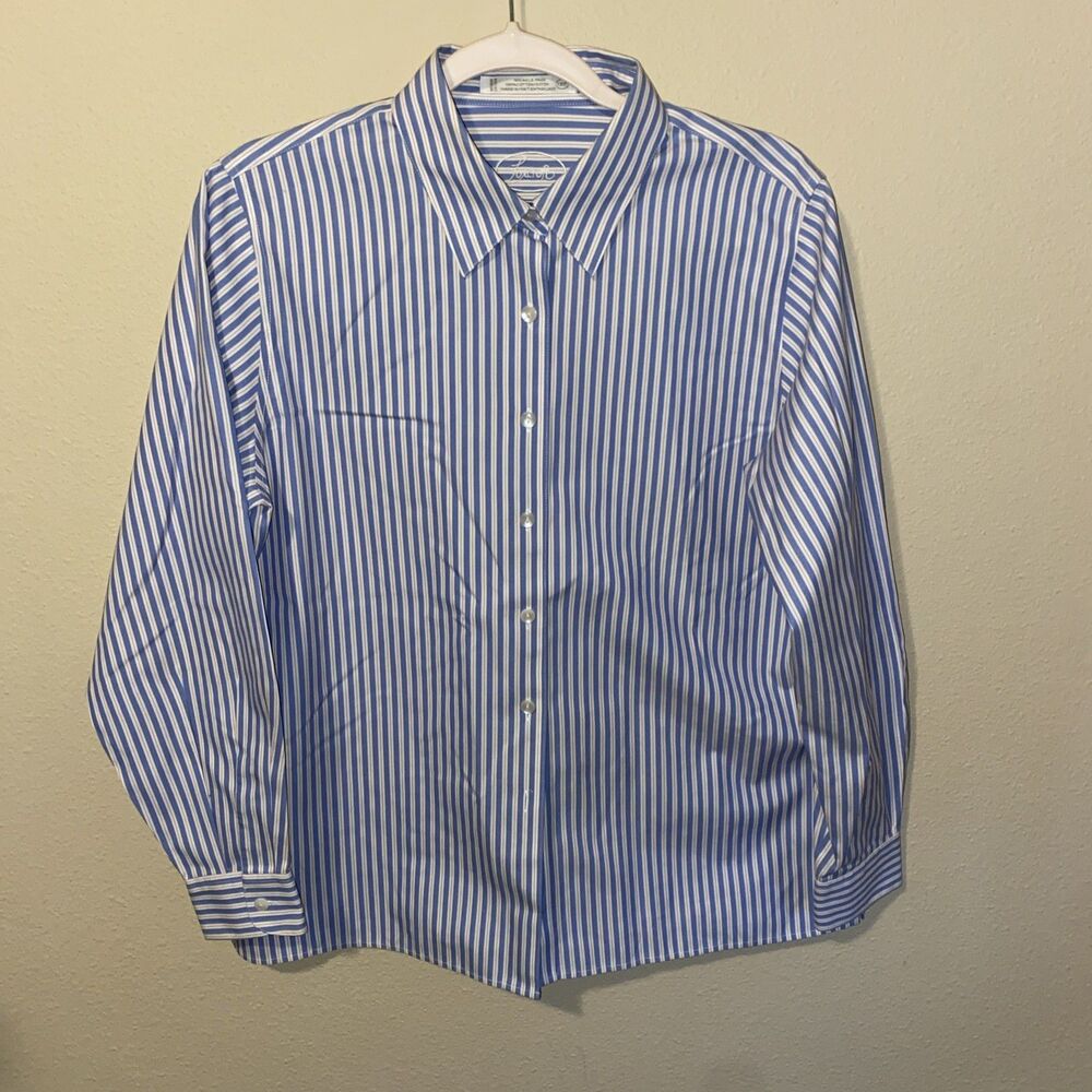 Foxcroft Women’s Dress Shirt Blue Stripes